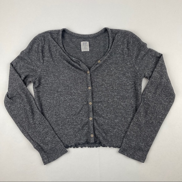 Gap Kids Sweater Girls Large 10 Gray Button Up Long Sleeve - Picture 1 of 7